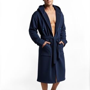 Duderobe Navy Blue Hooded Robe